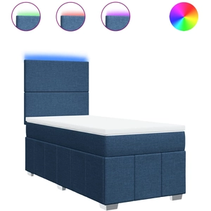 vidaXL Vidaxl Sommier À Lattes De Lit Avec Matelas Bleu 140x200 Cm Tissu pas cher