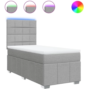 vidaXL Vidaxl Sommier À Lattes De Lit Avec Matelas Gris Clair 140x200cm Tissu pas cher