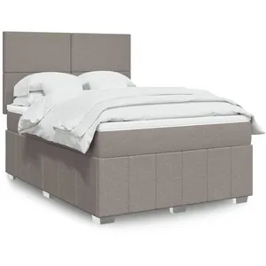 vidaXL Sommier à lattes de lit avec matelas Taupe 140x190 cm Tissu pas cher