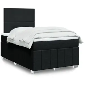 Sommier à lattes de lit avec matelas Noir 120x200 cm Tissu Vidaxl Noir pas cher