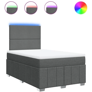 vidaXL Sommier à lattes de lit avec matelas Gris foncé 120x200cm Tissu pas cher