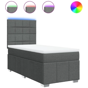 vidaXL Sommier à lattes de lit avec matelas Gris foncé 120x200cm Tissu pas cher