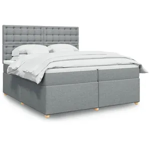 vidaXL Sommier à lattes de lit avec matelas Gris clair 200x200cm Tissu pas cher