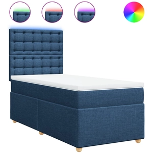 vidaXL Sommier à lattes de lit avec matelas Bleu 180x200 cm Tissu pas cher