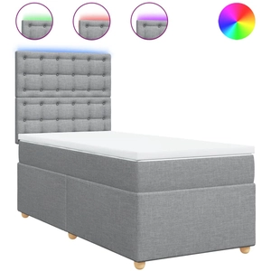 vidaXL Sommier à lattes de lit avec matelas Gris clair 160x200cm Tissu pas cher