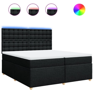 vidaXL Sommier à lattes de lit avec matelas Noir 200x200 cm Tissu pas cher