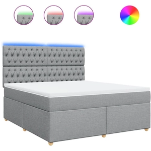 vidaXL Sommier à lattes de lit avec matelas Gris clair 180x200cm Tissu pas cher