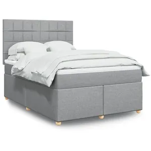 vidaXL Sommier à lattes de lit avec matelas Gris clair 160x200cm Tissu pas cher