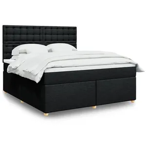 vidaXL Sommier à lattes de lit avec matelas Noir 180x200 cm Tissu pas cher