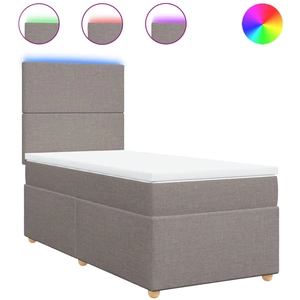 vidaXL Sommier à lattes de lit avec matelas Taupe 140x200 cm Tissu pas cher