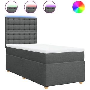 vidaXL Sommier à lattes de lit avec matelas Gris foncé 140x200cm Tissu pas cher