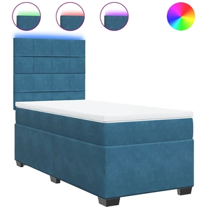 vidaXL Sommier à lattes de lit et matelas bleu 140x190 cm velours pas cher