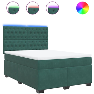 vidaXL Sommier à lattes de lit et matelas Vert foncé 140x190cm Velours pas cher