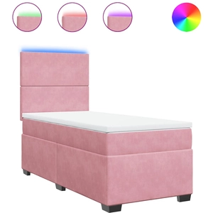 vidaXL Sommier à lattes de lit avec matelas Rose 140x190 cm Velours pas cher