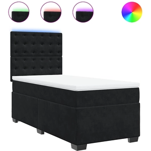 vidaXL Sommier à lattes de lit avec matelas Noir 90x200 cm Velours pas cher