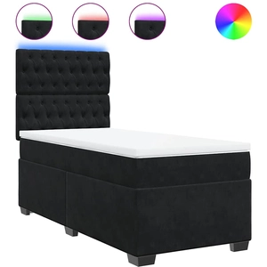 vidaXL Sommier à lattes de lit avec matelas Noir 90x200 cm Velours pas cher