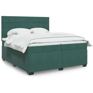 vidaXL Sommier à lattes de lit et matelas Vert foncé 200x200cm Velours pas cher