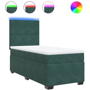 vidaXL Sommier à lattes de lit et matelas Vert foncé 200x200cm Velours pas cher
