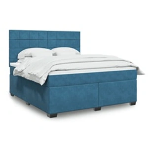 vidaXL Sommier à lattes de lit et matelas bleu 180x200 cm velours pas cher