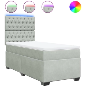 vidaXL Sommier à lattes de lit et matelas Gris clair 180x200cm Velours pas cher