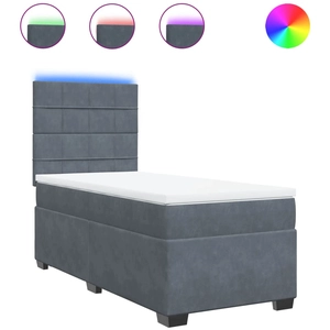 vidaXL Sommier à lattes de lit et matelas Gris foncé 180x200cm Velours pas cher