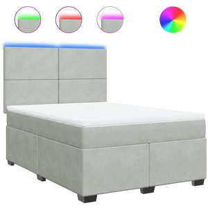 vidaXL Sommier à lattes de lit et matelas Gris clair 160x200cm Velours pas cher