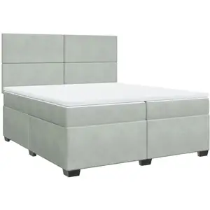 vidaXL Sommier à lattes de lit et matelas Gris clair 200x200cm Velours pas cher