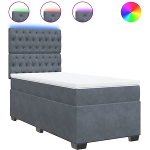 vidaXL Sommier à lattes de lit et matelas Gris foncé 160x200cm Velours pas cher