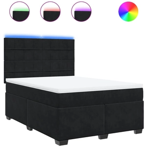 vidaXL Sommier à lattes de lit avec matelas Noir 140x200 cm Velours pas cher