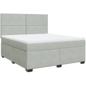 vidaXL Sommier à lattes de lit et matelas Gris clair 180x200cm Velours pas cher