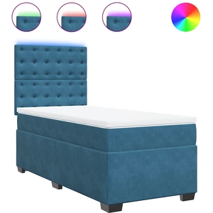 vidaXL Sommier à lattes de lit et matelas bleu 140x190 cm velours