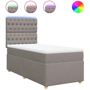 vidaXL Sommier à lattes de lit avec matelas Taupe 100x200 cm Tissu pas cher