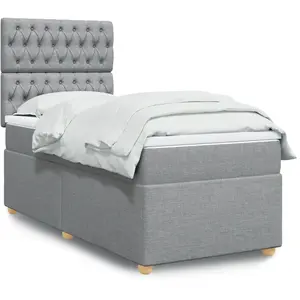 vidaXL Sommier à lattes de lit avec matelas Gris clair 100x200cm Tissu pas cher