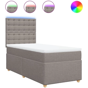 vidaXL Sommier à lattes de lit avec matelas Taupe 90x200 cm Tissu pas cher