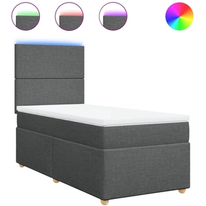 vidaXL Sommier à lattes de lit avec matelas Gris foncé 100x200cm Tissu pas cher