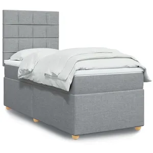 vidaXL Sommier à lattes de lit avec matelas Gris clair 100x200cm Tissu pas cher