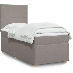 vidaXL Sommier à lattes de lit avec matelas Taupe 90x200 cm Tissu pas cher