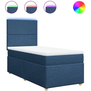 vidaXL Sommier à lattes de lit avec matelas Bleu 90x200 cm Tissu pas cher