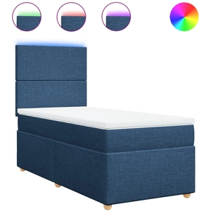 vidaXL Sommier à lattes de lit avec matelas Bleu 90x190 cm Tissu pas cher