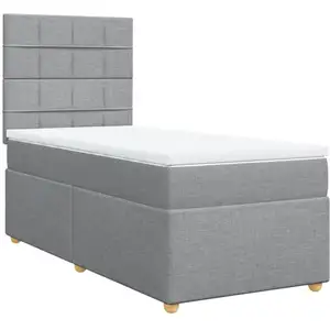 vidaXL Sommier à lattes de lit et matelas Gris clair 90x190 cm Tissu pas cher