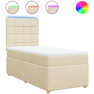 vidaXL Sommier à lattes de lit avec matelas Crème 140x200 cm Tissu