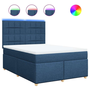 vidaXL Sommier à lattes de lit avec matelas Bleu 140x190 cm Tissu pas cher