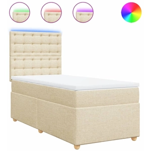 vidaXL Sommier à lattes de lit avec matelas crème 120x190 cm tissu pas cher