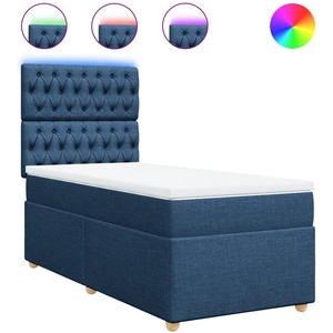 vidaXL Sommier à lattes de lit avec matelas Bleu 140x190 cm Tissu pas cher
