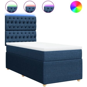 vidaXL Sommier à lattes de lit avec matelas Bleu 140x200 cm Tissu