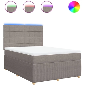 vidaXL Vidaxl Sommier À Lattes De Lit Avec Matelas Taupe 140x190 Cm Tissu pas cher
