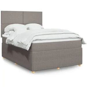 vidaXL Vidaxl Sommier À Lattes De Lit Avec Matelas Taupe 140x190 Cm Tissu pas cher