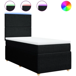 vidaXL Sommier à lattes de lit avec matelas Noir 140x190 cm Tissu pas cher