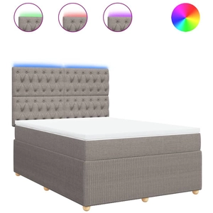 vidaXL Sommier à lattes de lit avec matelas Taupe 140x200 cm Tissu pas cher