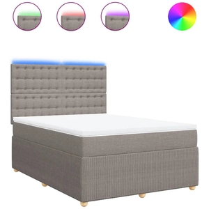 vidaXL Sommier à lattes de lit avec matelas Taupe 140x200 cm Tissu pas cher